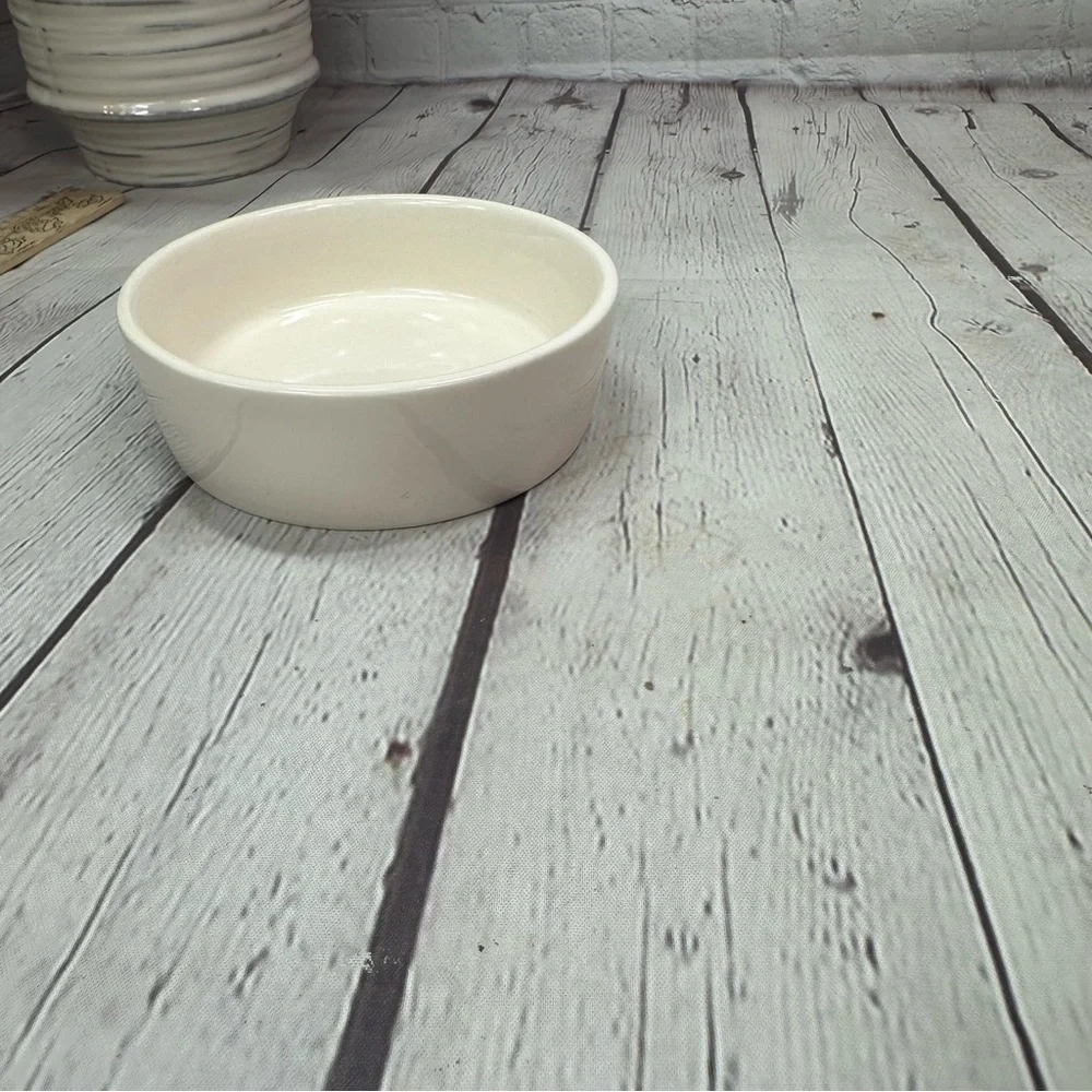 NWOT Rae Dunn Artisan Collection magenta Cream pet feeding water Bowl purrfect